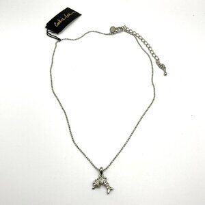 Vintage Cookie Lee Necklace‎ Dolphin Rhinestone Charm Silver Tone NEW